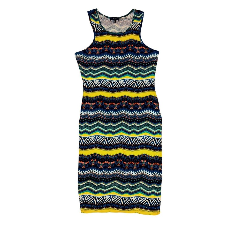 Love J Women's Body‎ Con Mini Fitted Dress Size M Aztec Pattern Stretch Tank